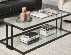 AGLAYA iron coffee table with tempered glass