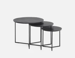 ALMATY set of 3 aluminum and iron nesting tables