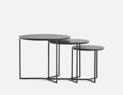 ALMATY set of 3 aluminum and iron nesting tables