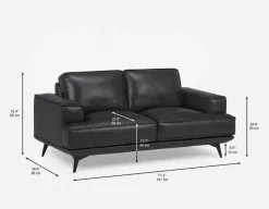 ALPHA 100% leather mid century loveseat