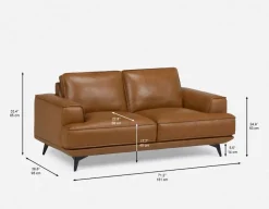 ALPHA 100% leather mid century loveseat
