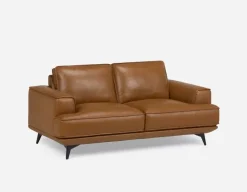 ALPHA 100% leather mid century loveseat