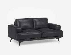 ALPHA 100% leather mid century loveseat