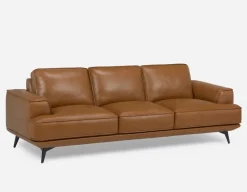 ALPHA 100% leather mid century 3-seater sofa