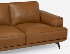 ALPHA 100% leather mid century 3-seater sofa