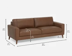AMARI 100% leather classic 3-seater sofa
