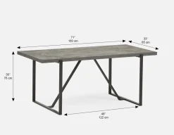 ARDA faux conrete top 180 cm dining table