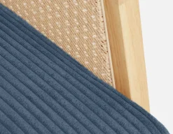 BECKETT armchair with corduroy and rattan accents