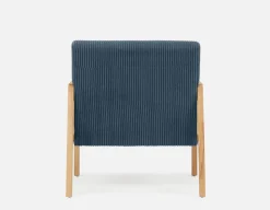 BECKETT armchair with corduroy and rattan accents