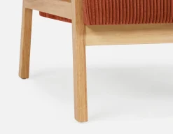BECKETT armchair with corduroy and rattan accents