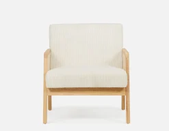 BECKETT armchair with corduroy and rattan accents