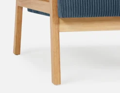 BECKETT armchair with corduroy and rattan accents