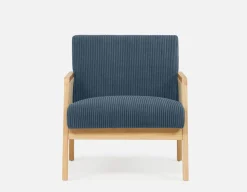 BECKETT armchair with corduroy and rattan accents
