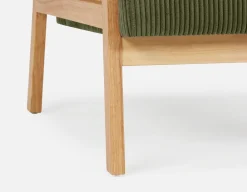 BECKETT armchair with corduroy and rattan accents