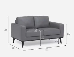 BETTA 100% leather mid century loveseat