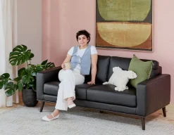 BETTA 100% leather mid century sofa