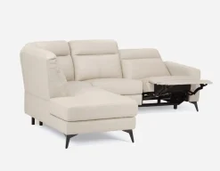 BILLIE left-facing 100% leather power reclining sectional sofa