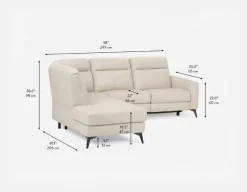 BILLIE left-facing 100% leather power reclining sectional sofa