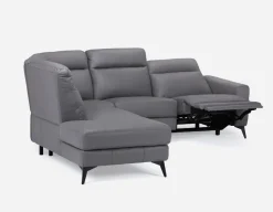 BILLIE left-facing 100% leather power reclining sectional sofa