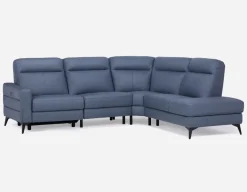 BILLIE left-facing 100% leather power reclining sectional sofa