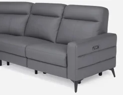 BILLIE left-facing 100% leather power reclining sectional sofa
