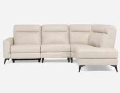 BILLIE right-facing 100% leather power reclining sectional sofa