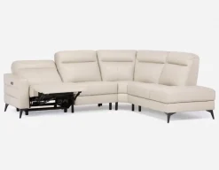 BILLIE right-facing 100% leather power reclining sectional sofa