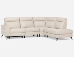 BILLIE right-facing 100% leather power reclining sectional sofa