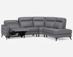 BILLIE right-facing 100% leather power reclining sectional sofa