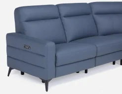 BILLIE right-facing 100% leather power reclining sectional sofa