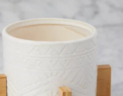 BOLANOW ceramic planter with bamboo stand 21 cm