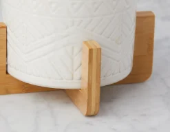 BOLANOW ceramic planter with bamboo stand 21 cm