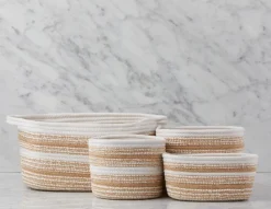 BUONO set of 3 maize and cotton rope baskets
