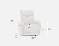 CALVERO contemporary power-reclining and glider armchair with usb port
