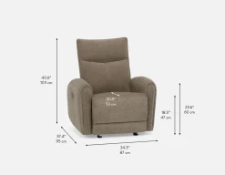 CALVERO contemporary power-reclining and glider armchair with usb port