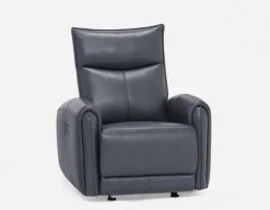CALVERO contemporary power-reclining and glider 100% leather armchair with usb port
