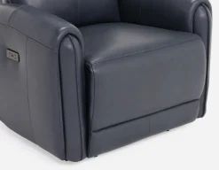 CALVERO contemporary power-reclining and glider 100% leather armchair with usb port
