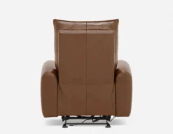 CALVERO contemporary power-reclining and glider 100% leather armchair with usb port