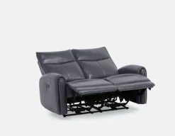 CALVERO contemporary power-reclining 100% leather loveseat with usb port