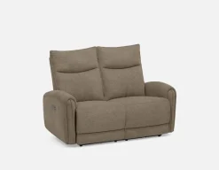 CALVERO contemporary power-reclining 100% leather loveseat with usb port