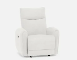 CALVERO contemporary power-reclining 100% leather loveseat with usb port