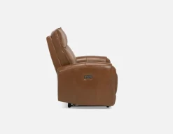 CALVERO contemporary power-reclining 100% leather loveseat with usb port