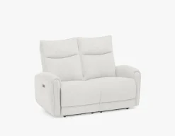 CALVERO contemporary power-reclining 100% leather loveseat with usb port