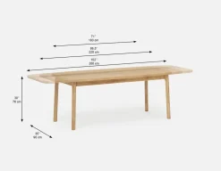 DALTON rustic farmhouse extendable acacia wood dining table 180cm