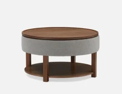 DAMIAN wood veneer lift-top coffee table with storage 84 cm