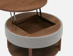DAMIAN wood veneer lift-top coffee table with storage 84 cm