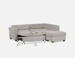 DELPHINE traditional left-facing sectional sofa-bed with storage