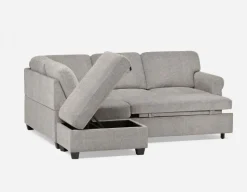 DELPHINE traditional left-facing sectional sofa-bed with storage