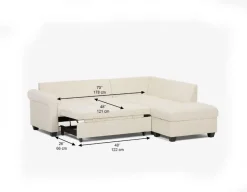 DELPHINE traditional left-facing sectional sofa-bed with storage