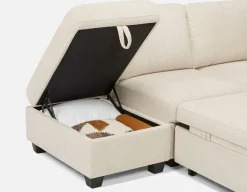 DELPHINE traditional left-facing sectional sofa-bed with storage